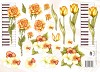 3D A4 Tier.- oranje roos en tulp met piano
