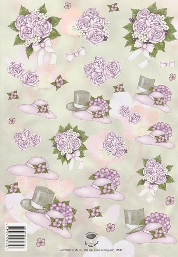 3D A4 Tier.- lila hoedjes met bloemen