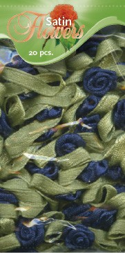 Satin Flowers - donkerblauw