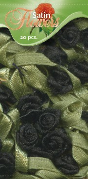 Satin Flowers - Zwart