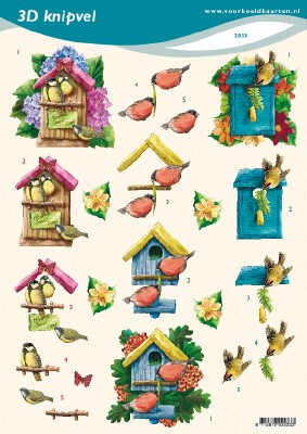 3D A4 knipvel VBK - Vogelhuisjes
