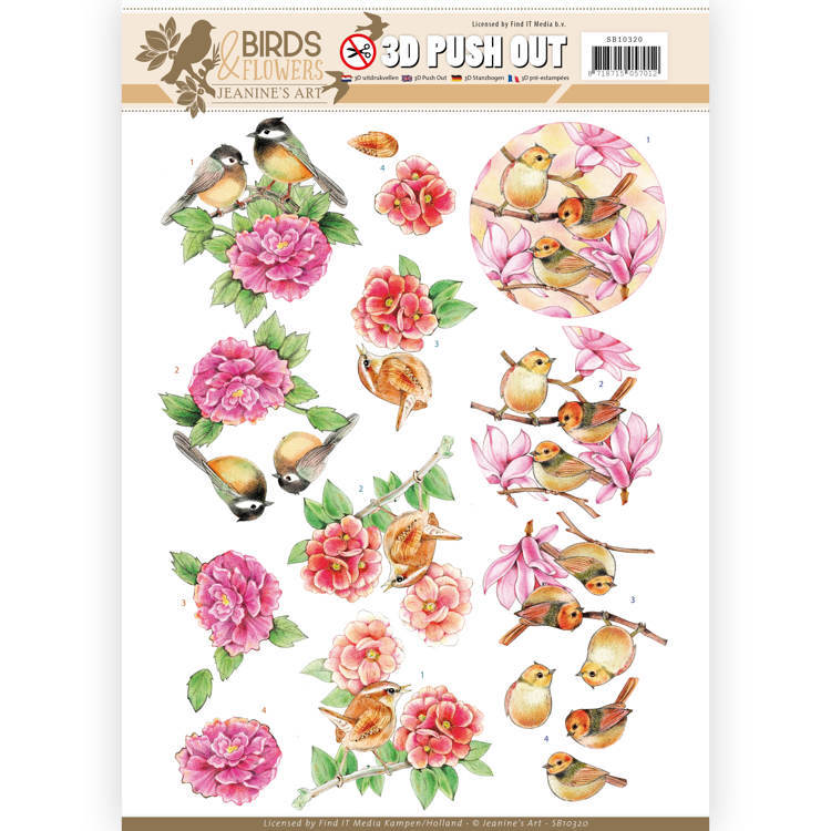 3D Pushout - Jeanine's Art - Birds and Flowers - Pink birds