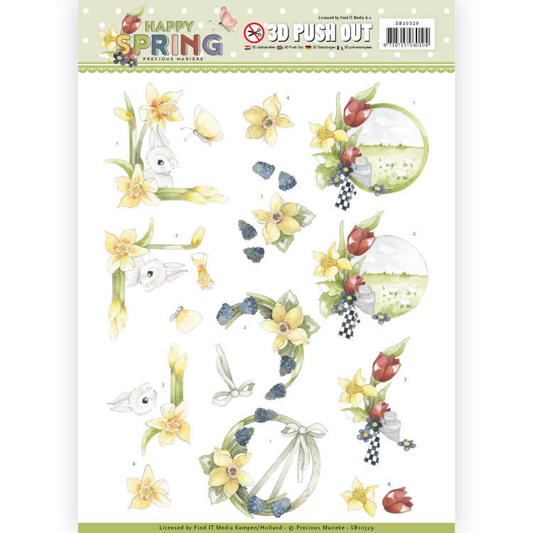 3D Pushout - Precious Marieke - Happy Spring - Happy Daffodils