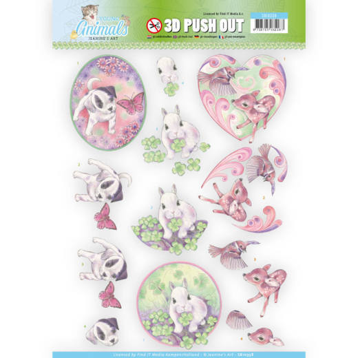 3D Pushout - Jeanine's Art - Young Animals - Cuties in Purple