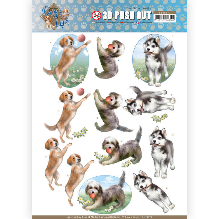 3D Pushout - Amy Design - Dog's Life - Playing Dogs
