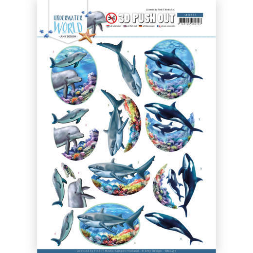 3D Push Out - Amy Design - Underwater World - Big Ocean Animals
