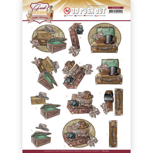 3D Push Out - Yvonne Creations - Good Old Days - Suitcase