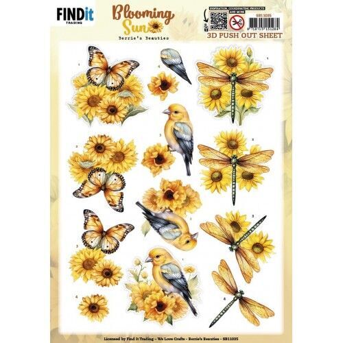 3D Pushout Sheet - Berries Beauties - Blooming sun - Golden Meadow